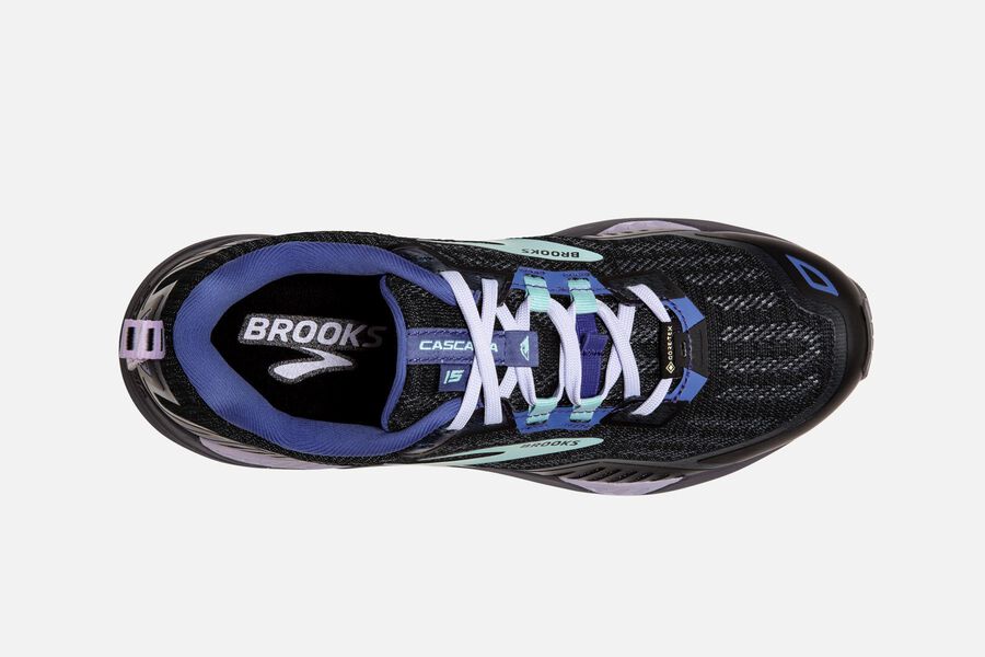 Brooks Running Shoes Womens Black/Blue - Cascadia 15 GTX Trail - 4629-ROWGQ